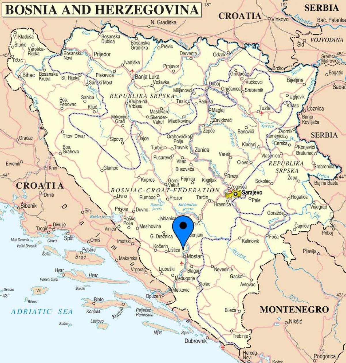 რუკა mostar ბოსნია ჰერცოგოვინა
