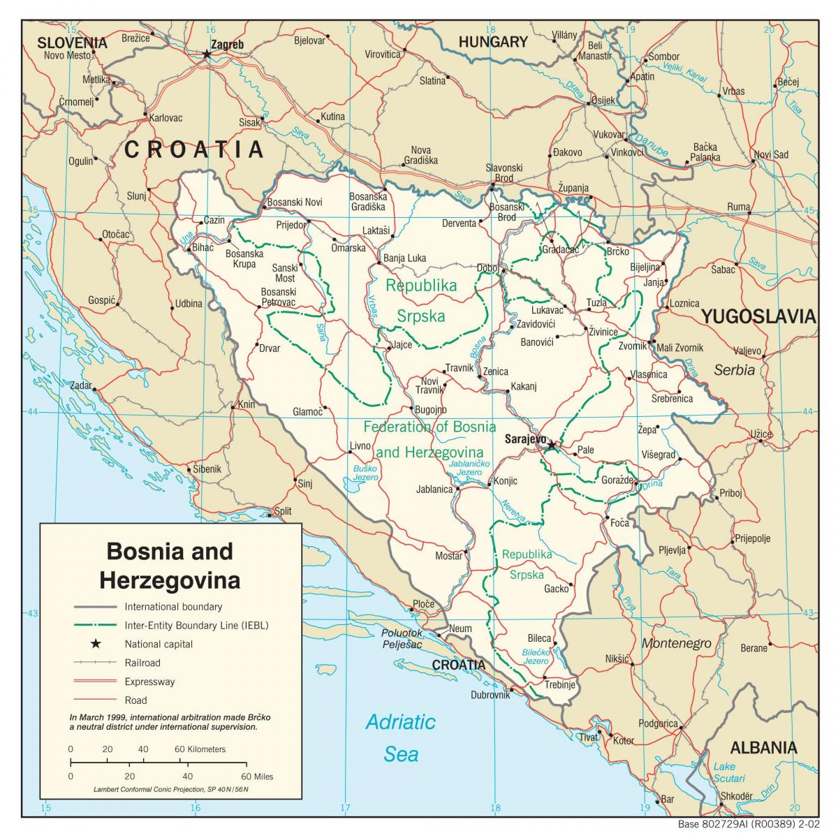 ბოსნია-ჰერცოგოვინა რუკა