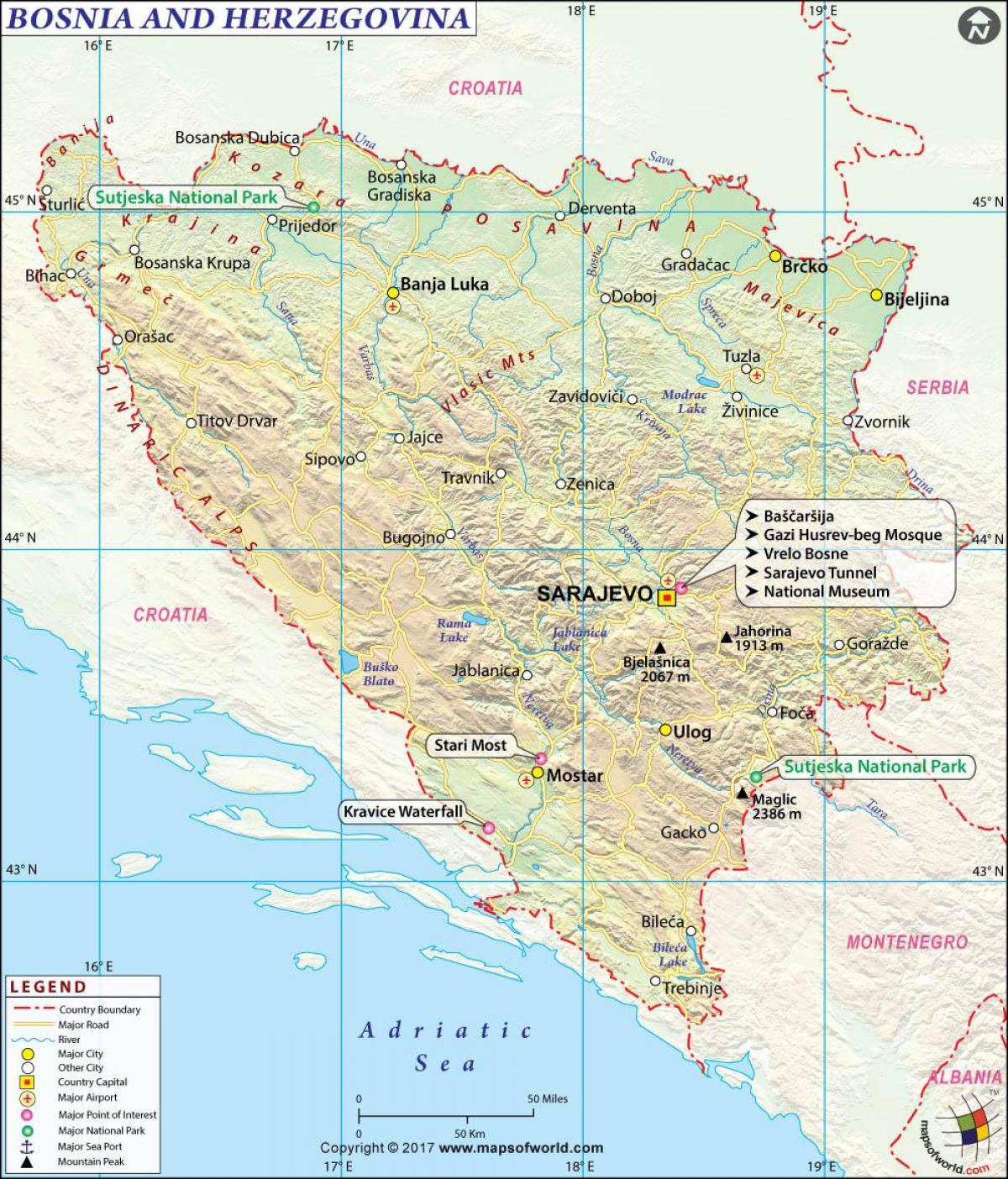 ბოსნია ჰერცოგოვინა რუკა