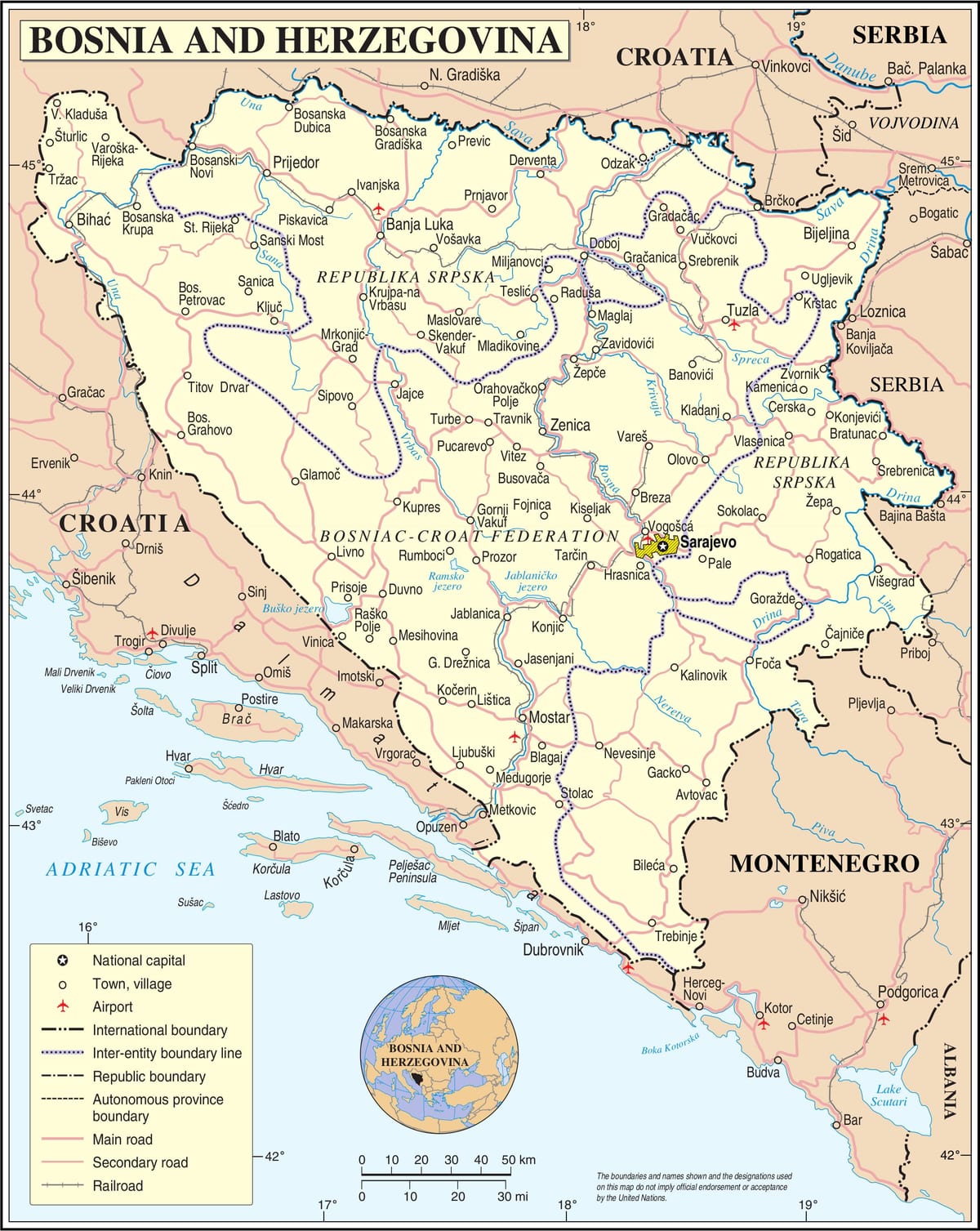 რუკა ბოსნია ტურისტული
