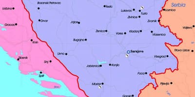ბოსნია და ჰერცოგოვინა პოლიტიკური რუკა